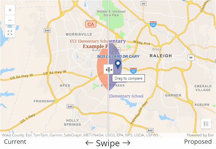 Animation showing how to use the map swipe capabilities of the maps in this application.